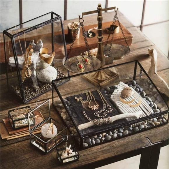 Vintage Style Metal Libra Jewelry Display Tray Cosmetic Organizer Storage, Black - Picture 4 of 4